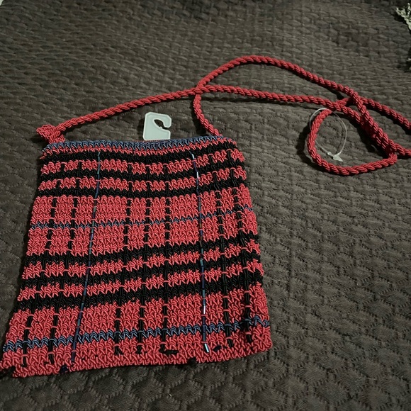 Red and Black Woven Crossbody Bag - Picture 1 of 3